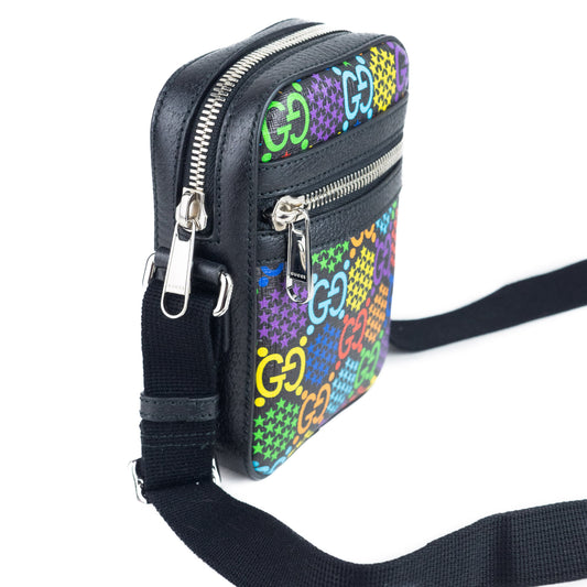 Gucci Supreme Monogram Psychedelic Messenger Bag Black