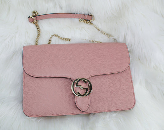 GUCCI MEDIUM CALFSKIN INTERLOCKING G SHOULDER BAG