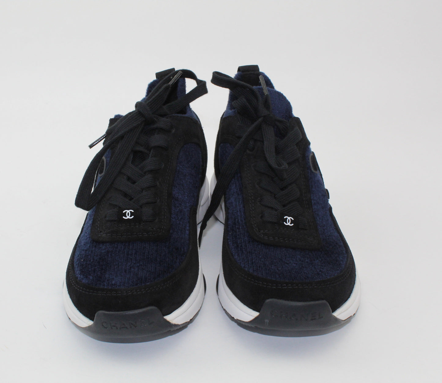 Chanel Fabric & Suede Calfskin Blue & Black
