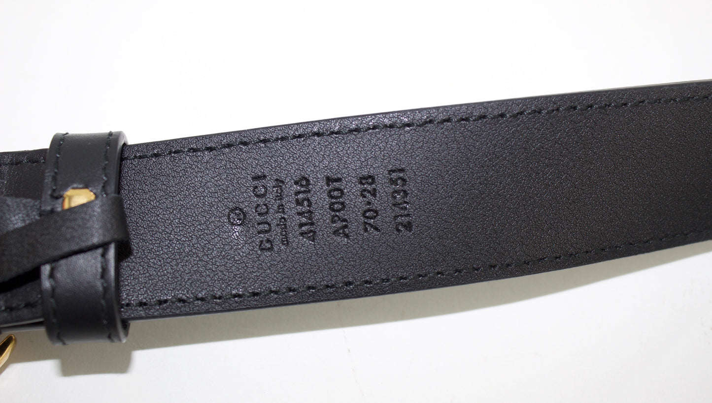 GUCCI LEATHER BELT WITH DOUBLE G BUCKLE