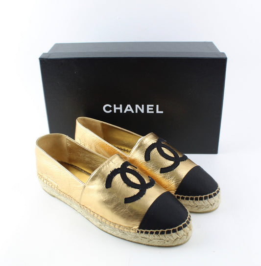 Chanel Espadrilles Gold & Black