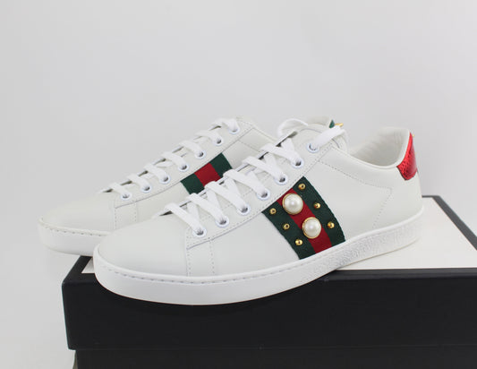GUCCI ACE STUDDED LEATHER SNEAKERS SIZE 37.5