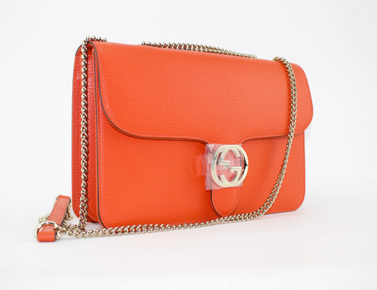GUCCI MEDIUM CALFSKIN INTERLOCKING G SHOULDER BAG