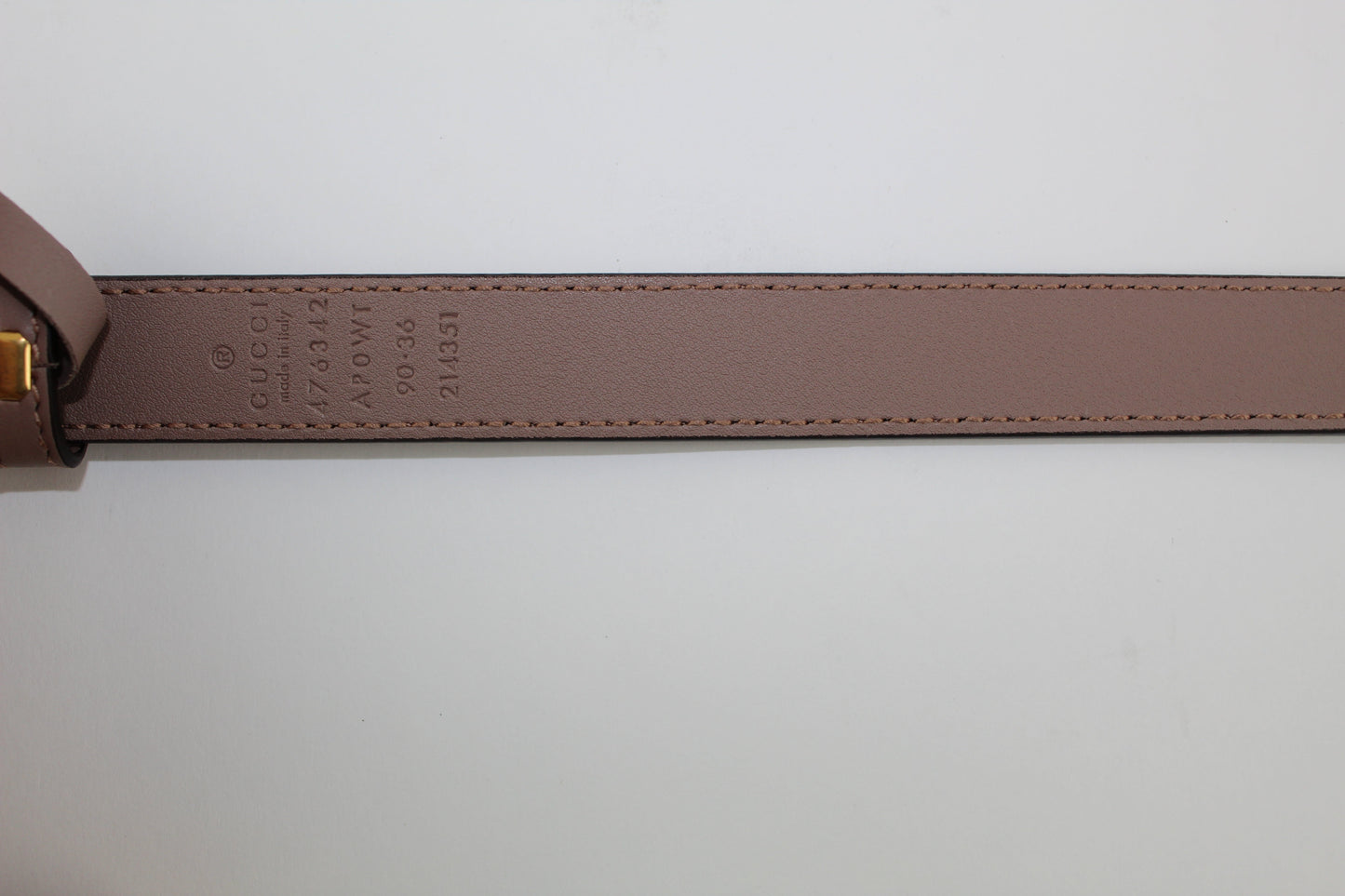 GUCCI LEATHER BELT WITH PEARL DOUBLE G BUCKLE 90/36