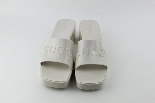 GUCCI RUBBER SLIDE SANDAL WHITE