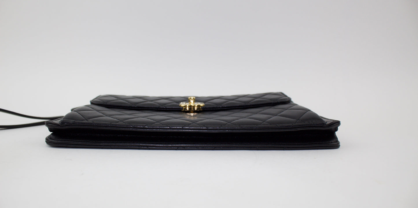 CHANEL LAMBSKIN WRISTLET FLAP POUCH