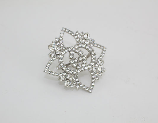Gucci Silver Plated Crystal Double Finger Ring