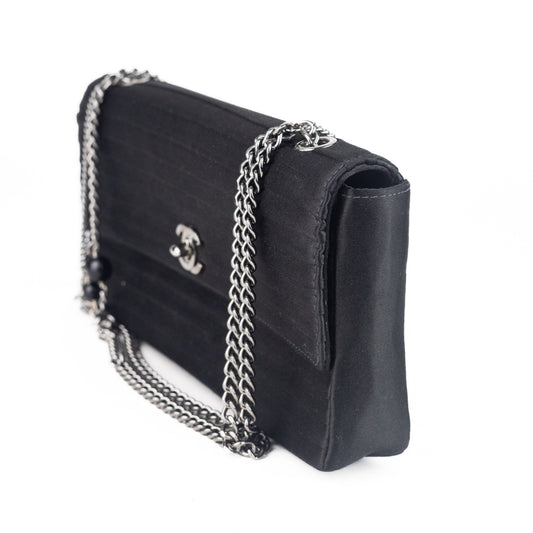 Chanel Black Satin East West Bag