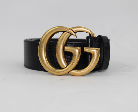 GUCCI LEATHER BELT WITH DOUBLE G BUCKLE SIZE 85/34
