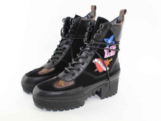 LOUIS VUITTON BLACK HEART PLATFORM DESERT BOOT