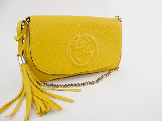 GUCCI SOHO CHAIN MEDIUM YELLOW CROSSBODY