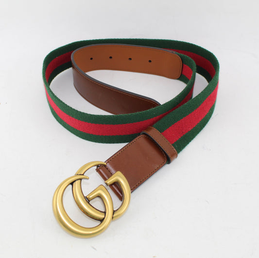 GUCCI WEB BELT WITH DOUBLE G BUCKLE SIZE 90/36