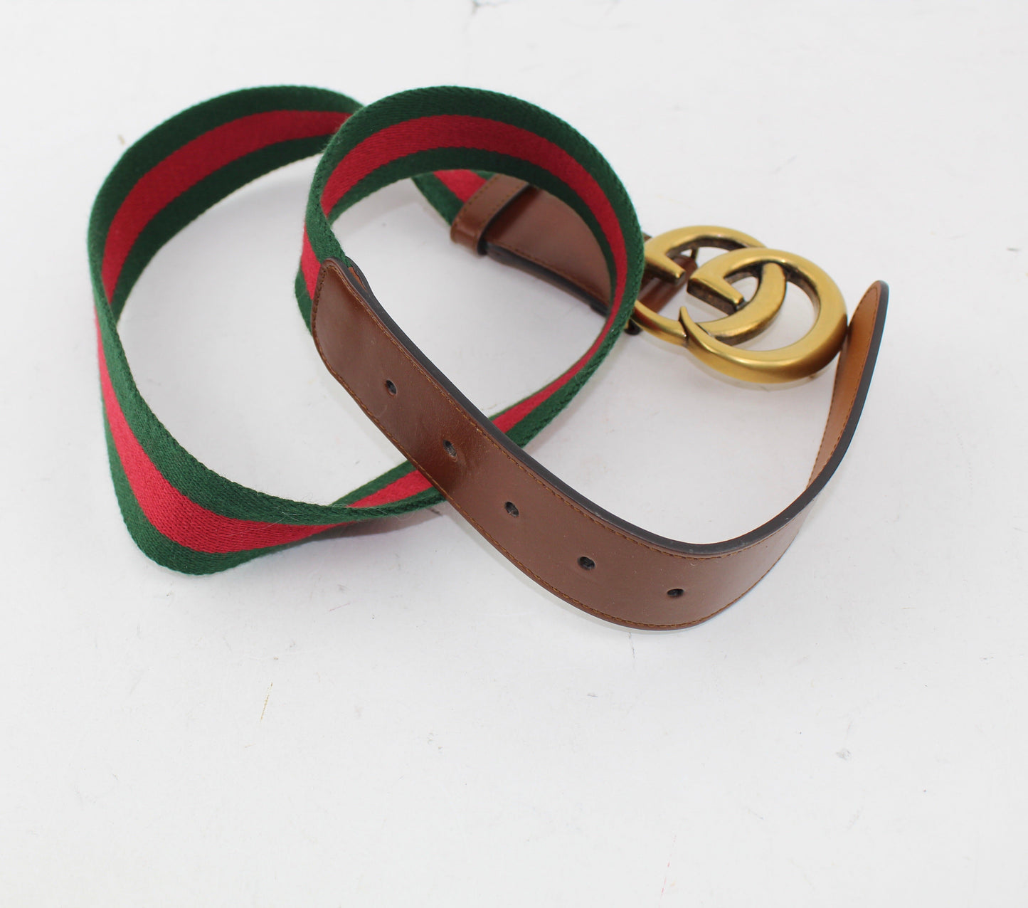 GUCCI WEB BELT WITH DOUBLE G BUCKLE SIZE 90/36
