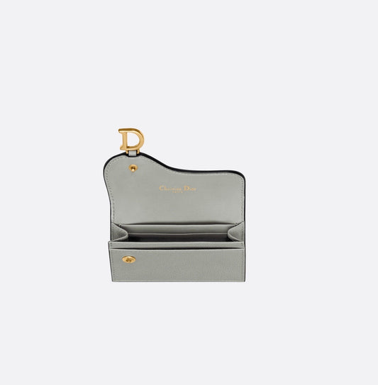 DIOR SADDLE FLAP CARD HOLDER GRAY