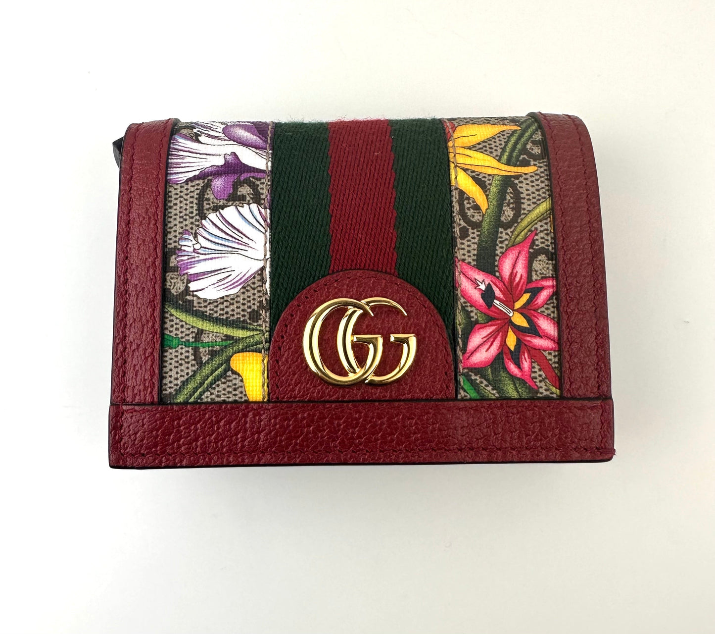 Gucci Ophidia Red Floral GG Bi Fold wallet