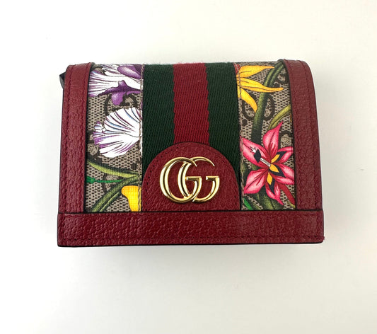 Gucci Ophidia Red Floral GG Bi Fold wallet