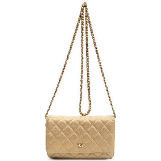 Chanel Flap Wallet On Chain Quilted Caviar Leather