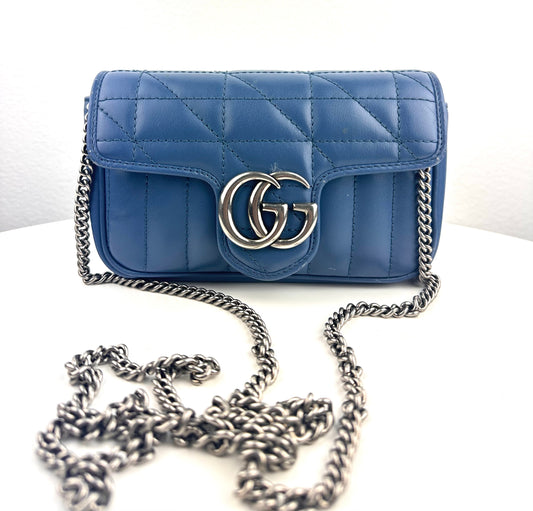 Gucci GG Marmont Super Mini Leather Navy