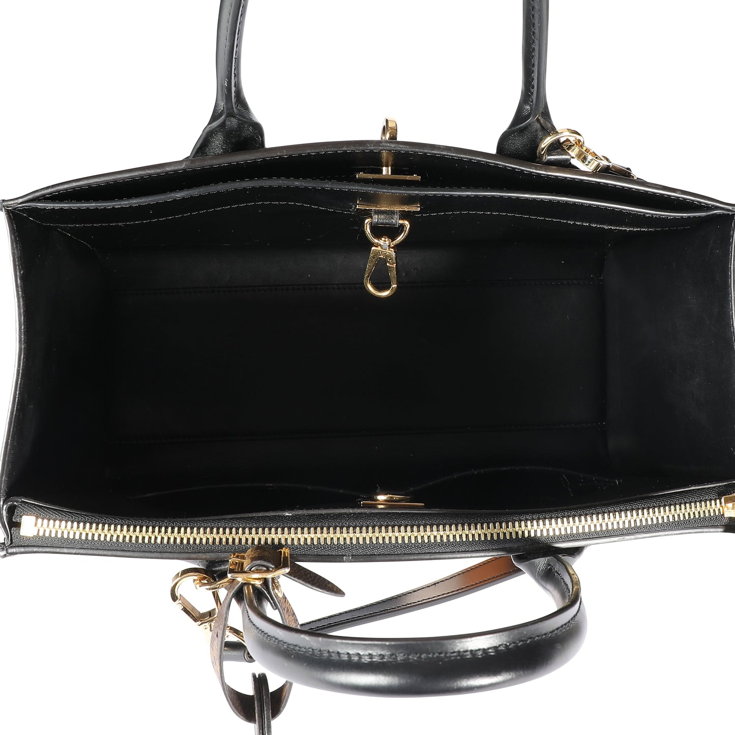 Louis Vuitton Louis Vuitton Black Calfskin & Monogram Canvas City Steamer MM Tote