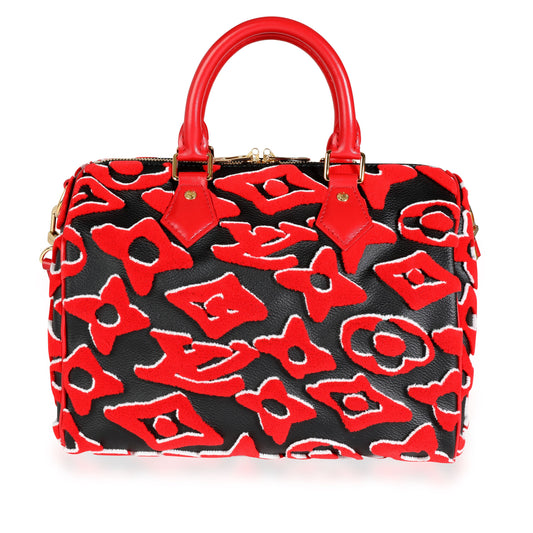 Louis Vuitton Louis Vuitton x Urs Fischer Limited Black & Red Tufted Monogram Canvas Speedy 25