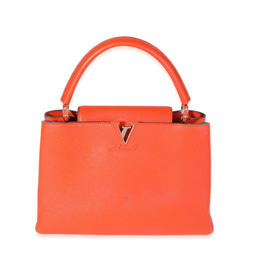 Louis Vuitton Orange Taurillon Leather Capucines MM