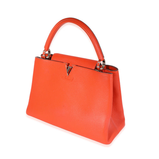 Louis Vuitton Orange Taurillon Leather Capucines MM