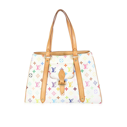 Louis Vuitton Louis Vuitton x Takashi Murakami White Monogram Multicolore Aurelia Tote MM