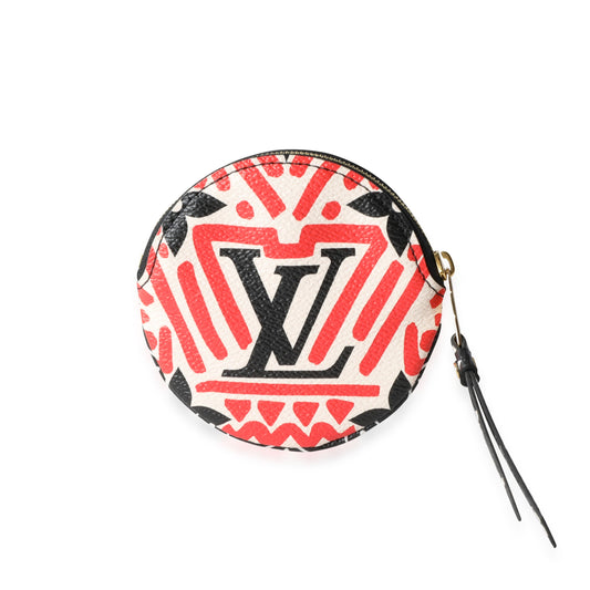 Louis Vuitton Cream & Red Monogram Giant Crafty Round Coin Purse