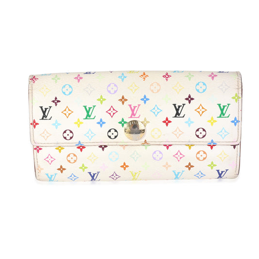 Louis Vuitton Louis Vuitton x Takashi Murakami White Monogram Multicolore Canvas Sarah Wallet