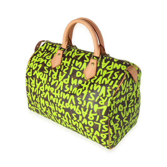Louis Vuitton Louis Vuitton x Stephen Sprouse Green Graffiti Monogram Canvas Speedy 30