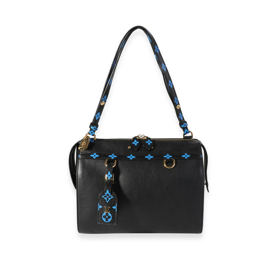 Louis Vuitton Louis Vuitton Navy Calfskin & Blue Monogram Canvas Speedy Amazon MM