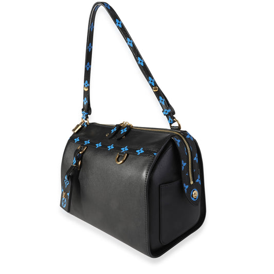 Louis Vuitton Louis Vuitton Navy Calfskin & Blue Monogram Canvas Speedy Amazon MM