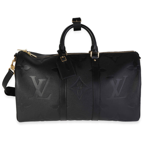 Louis Vuitton Black Monogram Empreinte Giant Keepall Bandoulière 45