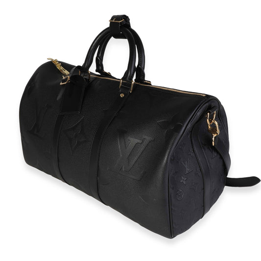 Louis Vuitton Black Monogram Empreinte Giant Keepall Bandoulière 45