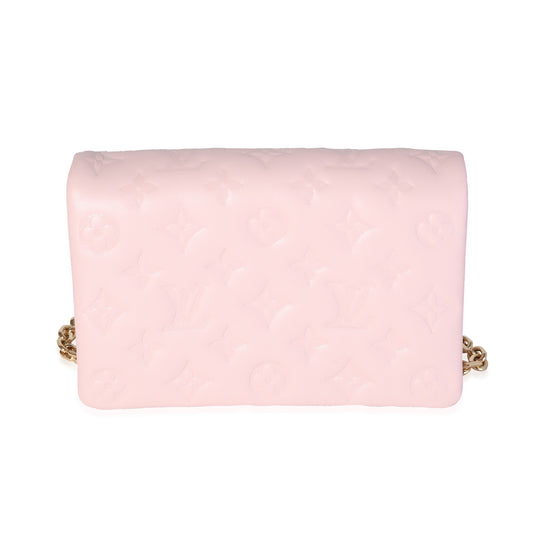 Louis Vuitton Louis Vuitton Pink Monogram-Embossed Puffy Lambskin Leather Pochette Coussin