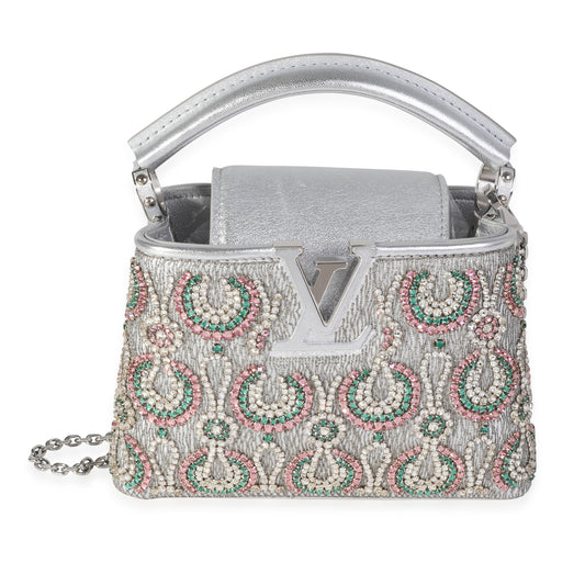 Louis Vuitton Louis Vuitton Silver Metallic Broderies Capucines Mini