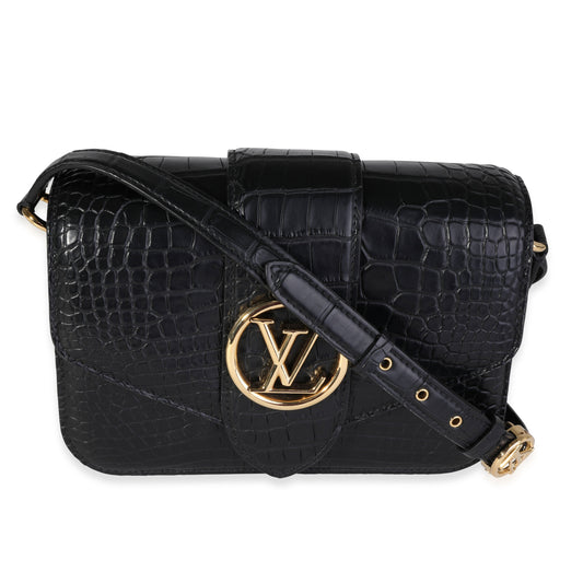 Louis Vuitton Black Matte Alligator Pont 9 Bag