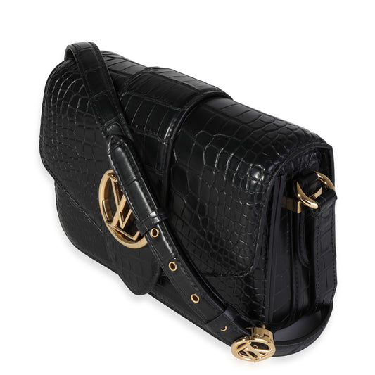 Louis Vuitton Black Matte Alligator Pont 9 Bag