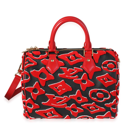 Louis Vuitton Louis Vuitton x Urs Fischer Limited Black & Red Tufted Monogram Canvas Speedy 25