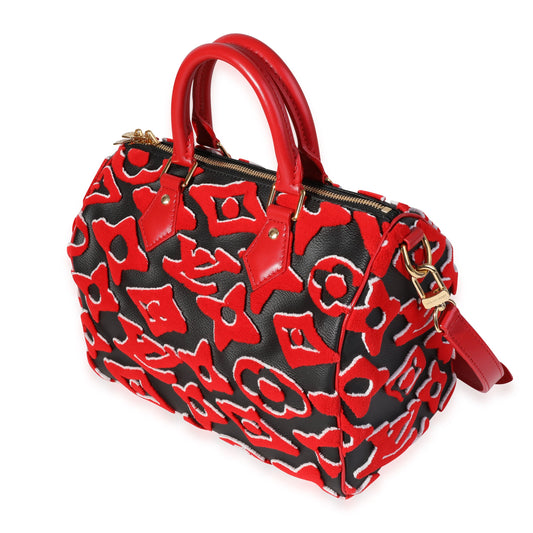 Louis Vuitton Louis Vuitton x Urs Fischer Limited Black & Red Tufted Monogram Canvas Speedy 25