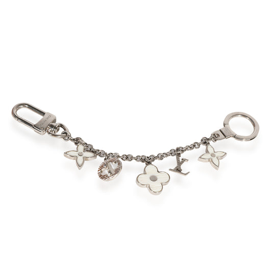 Louis Vuitton Louis Vuitton Silver & White Fleur DEpi Bag Charm & Key Holder