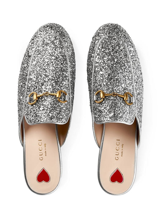 GUCCI PRINCETOWN GLITTER SLIPPERS SIZE 38.5