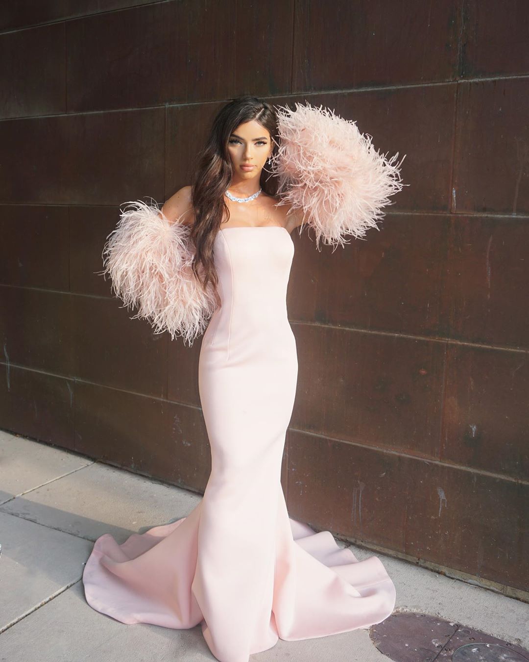 JOVANI FEATHERED SLEEVE SCUBA GOWN SIZE 6