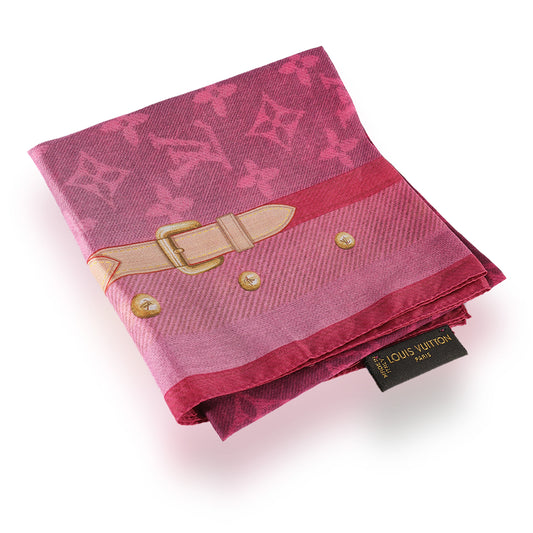 Louis Vuitton Louis Vuitton Pink Cotton Buckle LV Square Scarf