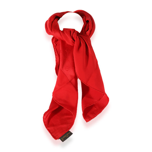 Louis Vuitton Louis Vuitton Red Silk Monogram Scarf