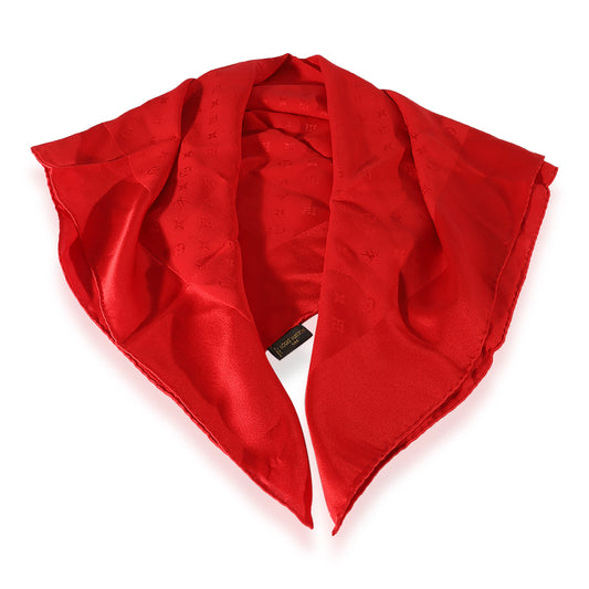 Louis Vuitton Louis Vuitton Red Silk Monogram Scarf
