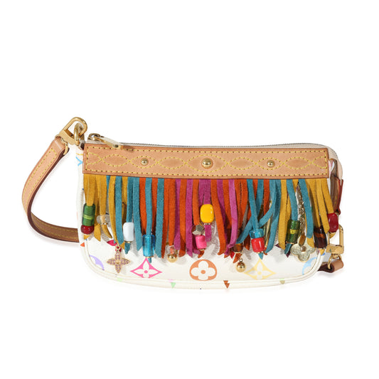 Louis Vuitton Louis Vuitton Vintage White Monogram Multicolor Fringe Pochette Accessories