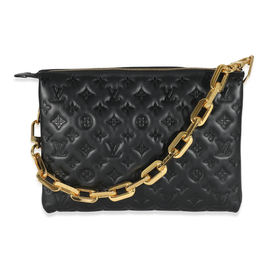 Louis Vuitton Black Monogram Puffy Lambskin Coussin MM