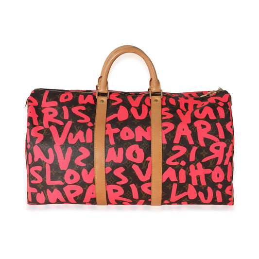 Louis Vuitton Louis Vuitton x Stephen Sprouse Pink Monogram Graffiti Keepall 50