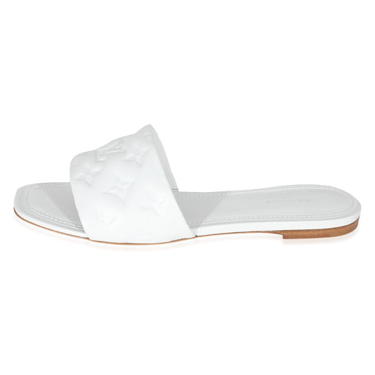 Louis Vuitton Louis Vuitton White Monogram Embossed Lambskin Revival Flat Mule